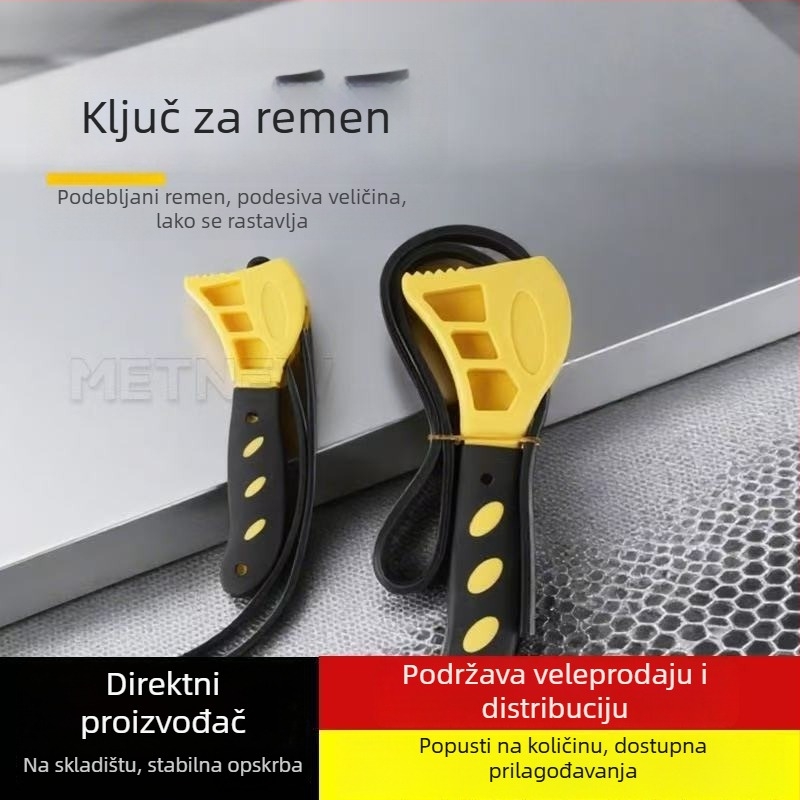 Višenamjenski ručni alat s univerzalnim podesivim otvaračem za boce, gumeni ključ za auto popravak i remenski ključ