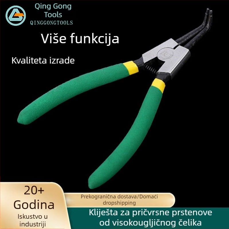 7-inčne klešta za circlip od visokougljične čelika, višefunkcionalna, za internu i eksternu upotrebu u industriji