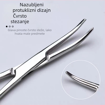 Klešta za hemostat iz nehrđajućeg čelika s ravnim i zakrivljenim vrhom, alat za uklanjanje kuka, kliješta za kućne ljubimce i ribarske kliješta