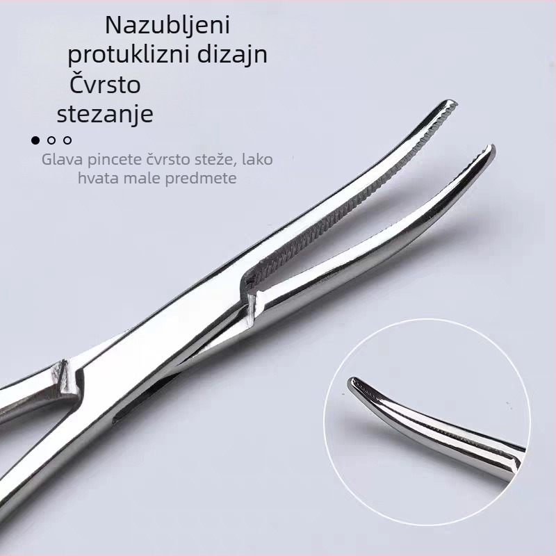 Klešta za hemostat iz nehrđajućeg čelika s ravnim i zakrivljenim vrhom, alat za uklanjanje kuka, kliješta za kućne ljubimce i ribarske kliješta