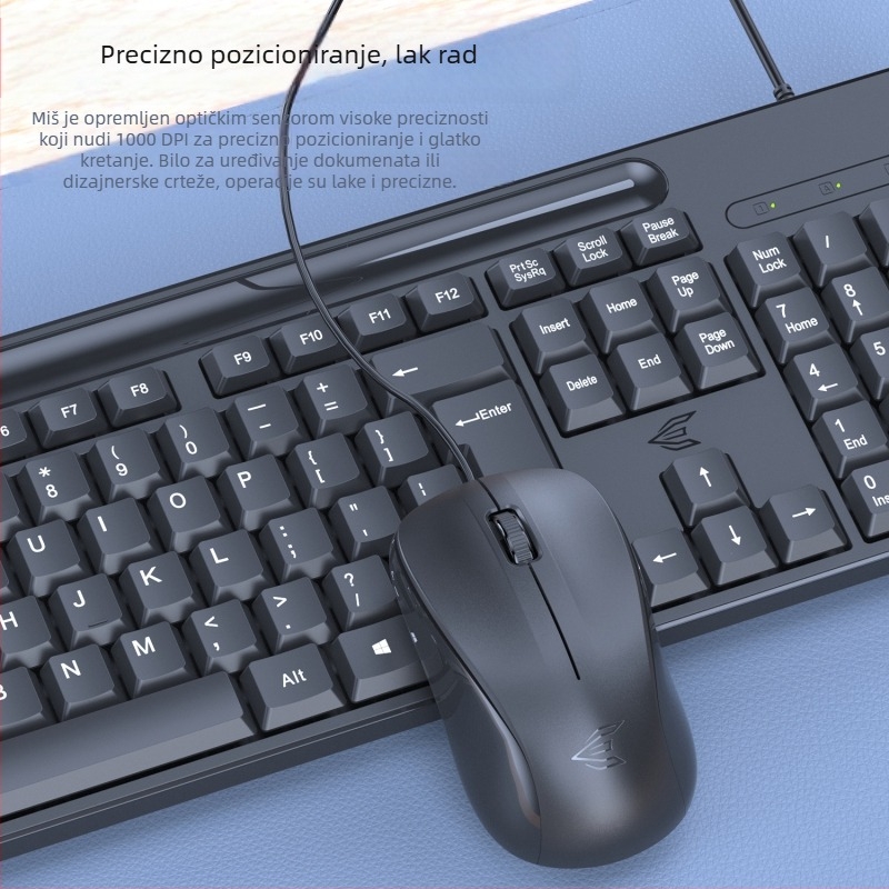 KM100 Žičani set tipkovnice i miša USB za stolno računalo i prijenosno računalo