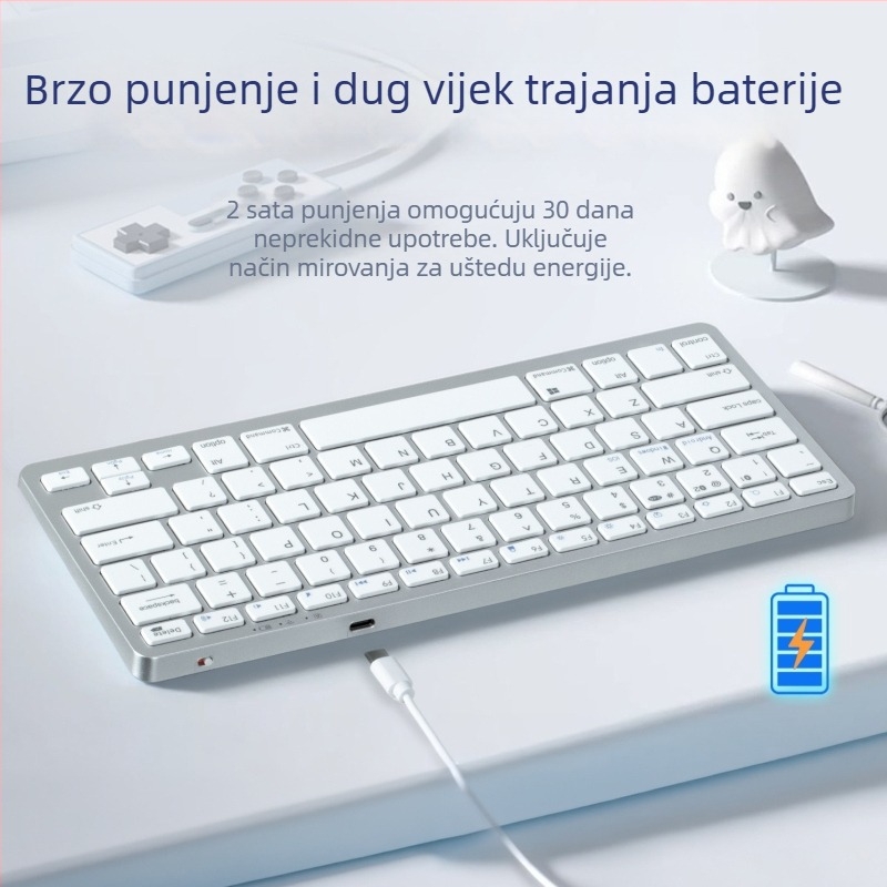 2.4G napajivi mini bežični set tipkovnice i miša, 78 tipki, tri sustava, prijenosno, tiha uredska okolina, Bluetooth tipkovnica s dvostrukim načinom