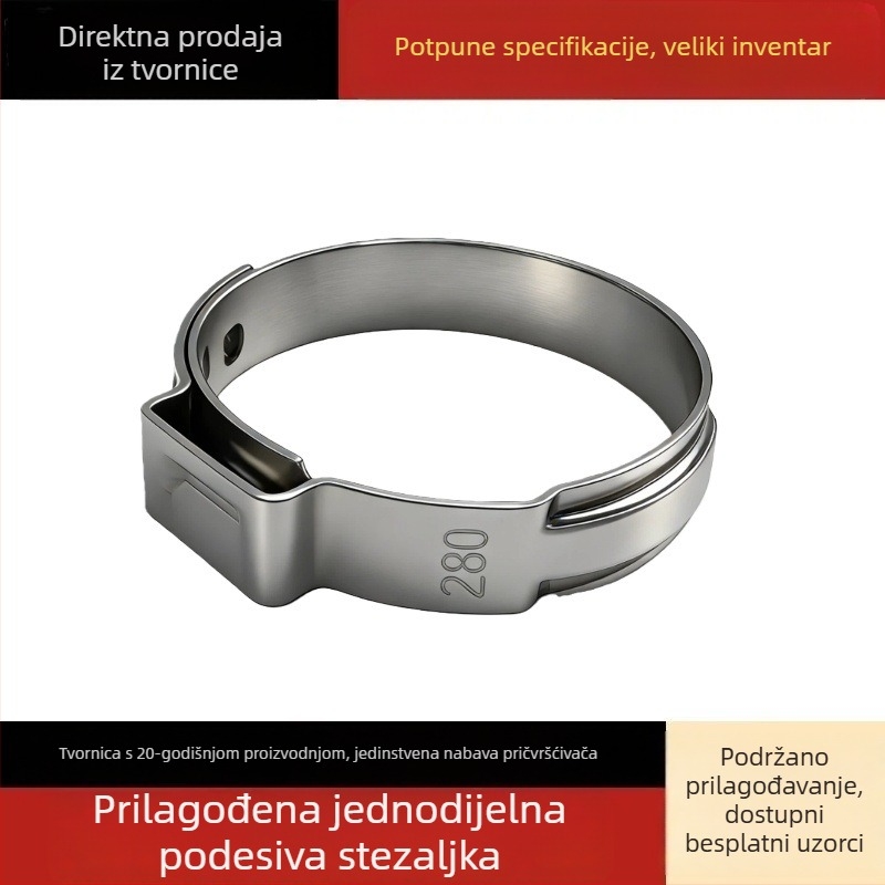 Skoba za cijevi s jednim uhom, bez koraka, od 304 nehrđajućeg čelika, vodovodna spojka
