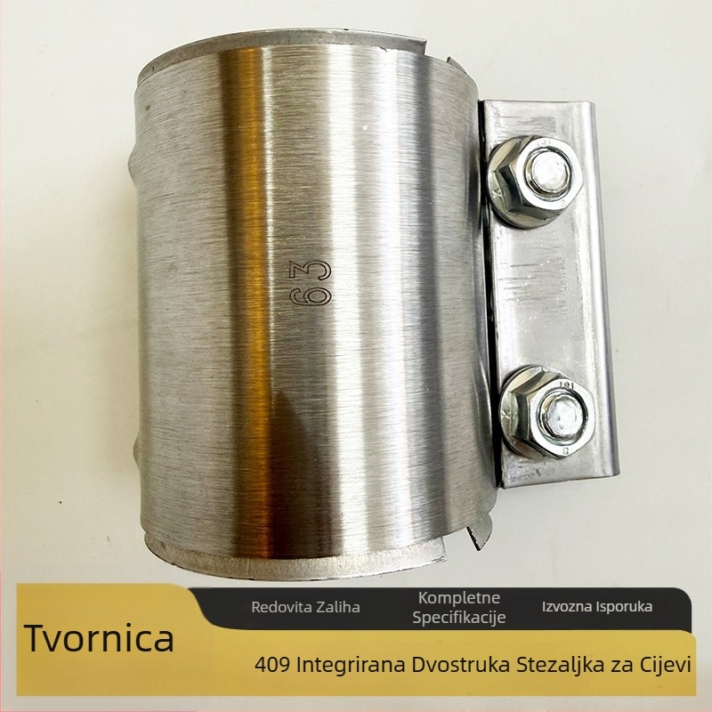 Dvostruka stezaljka za cijev ispušnog sustava automobila, nominalni promjer 51 mm, promjer učvršćivanja 48 mm, 409 umetaka