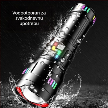 50W LED svjetiljka od aluminijske legure s bijelim laserom, zum, domet 500 m, USB punjenje, 4800mAh, Power Bank funkcija, 360° rotirajuća glava, višenamjenska