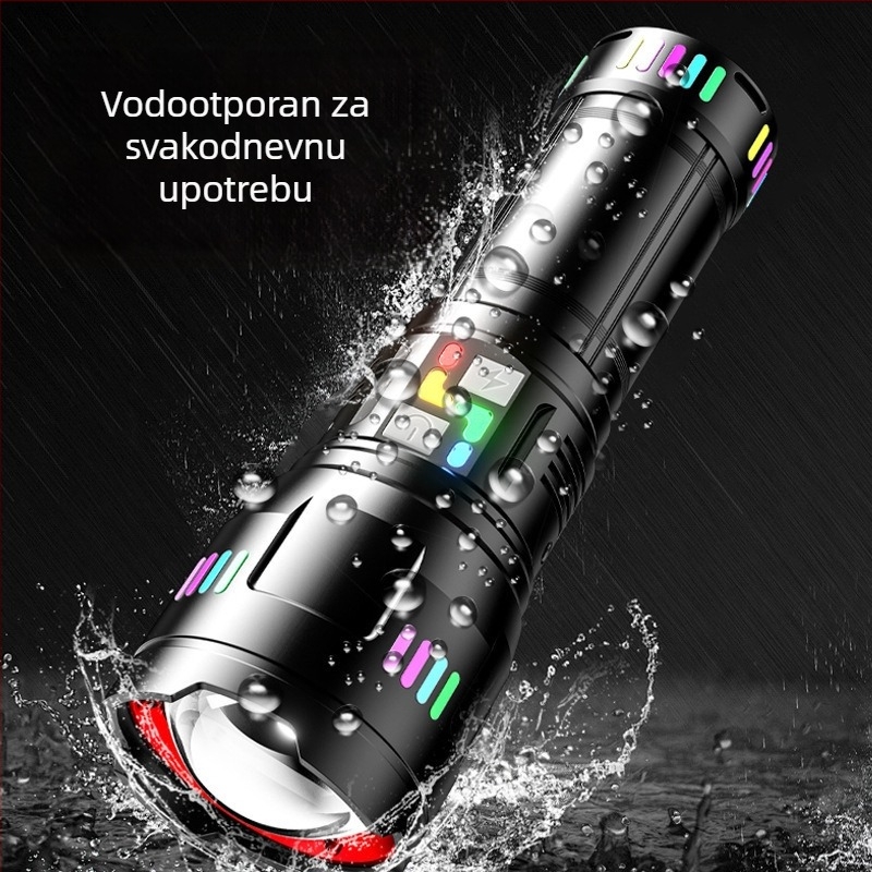 50W LED svjetiljka od aluminijske legure s bijelim laserom, zum, domet 500 m, USB punjenje, 4800mAh, Power Bank funkcija, 360° rotirajuća glava, višenamjenska