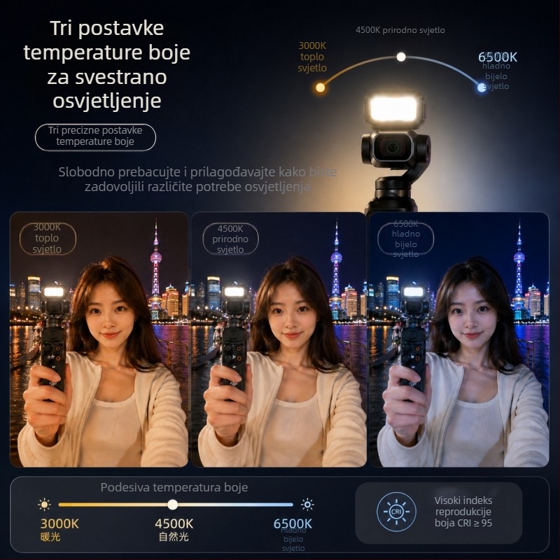 DJI Pocket 4 magnetski komplet svjetla dopune s tri boje temperature, prijenosno svjetlo za ljepotu za akcijske kamere