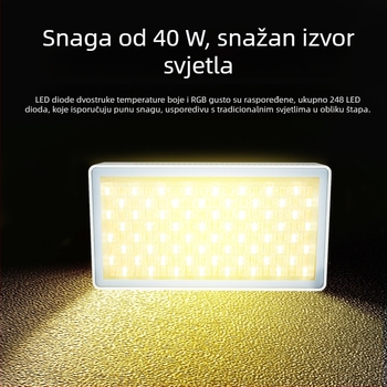 40W RGB svjetlo za live streaming, prijenosno džepno LED osvjetljenje za kameru, fotografiju i telefon