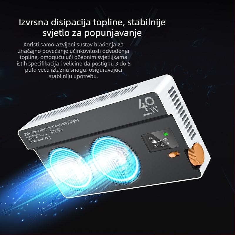 40W RGB svjetlo za live streaming, prijenosno džepno LED osvjetljenje za kameru, fotografiju i telefon