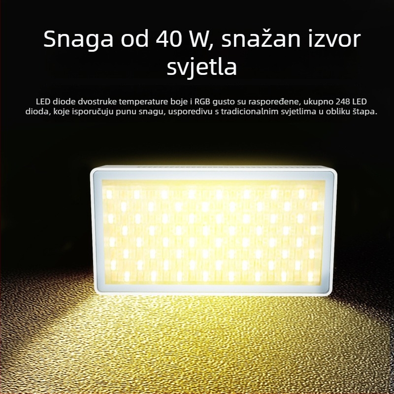 40W RGB svjetlo za live streaming, prijenosno džepno LED osvjetljenje za kameru, fotografiju i telefon