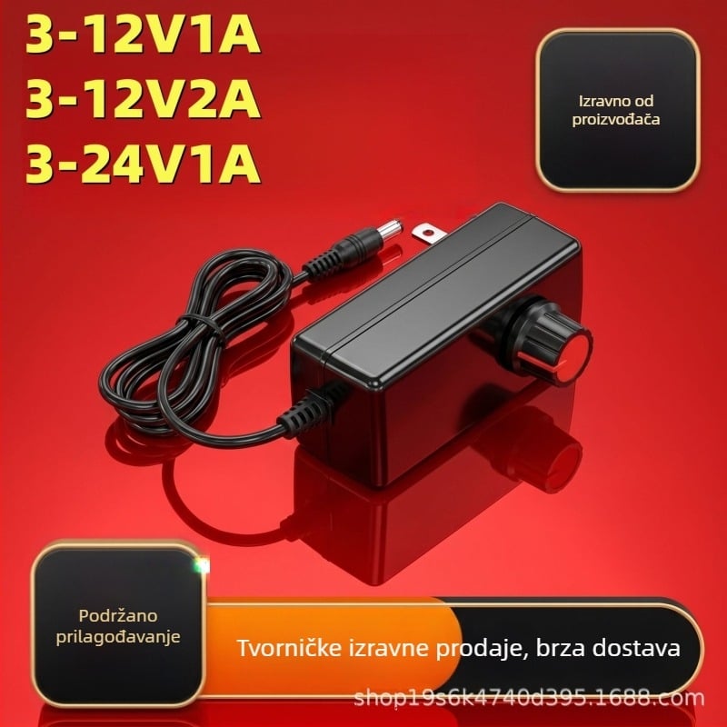 Prilagodljivi DC napajanje adapter 3-24V, 1A/2A