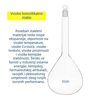 Bijela volumetrična boca 5000 ml s jednom oznakom graduacije