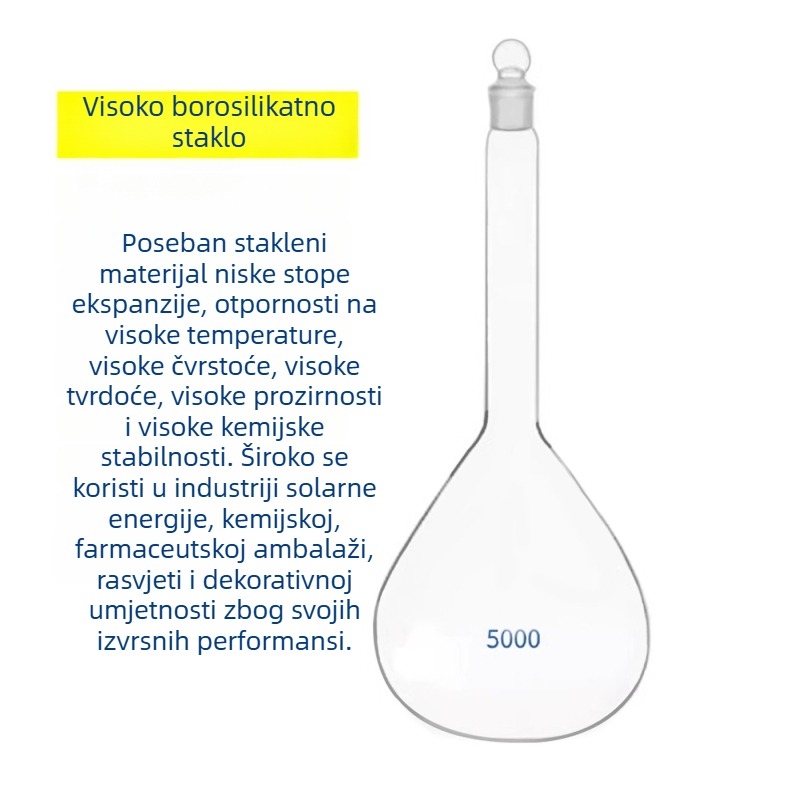 Bijela volumetrična boca 5000 ml s jednom oznakom graduacije