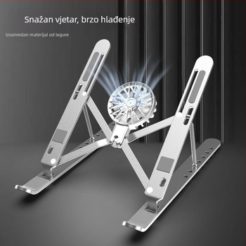 Stalak za laptop od aluminijskog legura za stolnu upotrebu, s podešavanjem visine i nagiba, hlađenje, sklopiv i za pohranu.