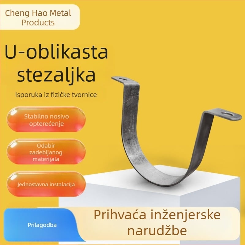 Galvanizirana prstenasta stezaljka za cijevi i mostove, U-oblik stezaljka za fiksiranje i pozicioniranje, 50–315 mm, Cheng Hao