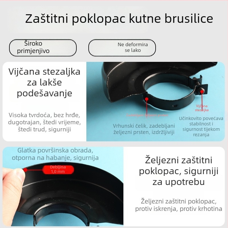 Deblj zaštitni pokrov kutne brusilice, univerzalni tip 100, zaštita od prašine za diskove za brušenje