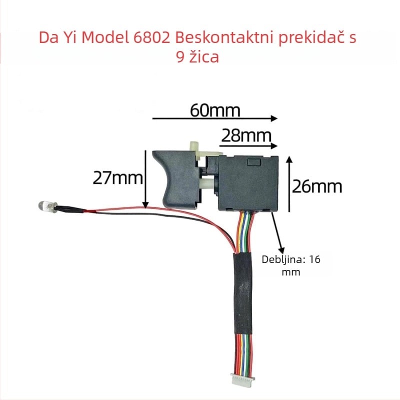 Dayi bezčetnički prekidač za električni ključ, prekidač s 9 vodiča litij 04221