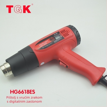 TGK-HG6618ES Industrijski pištolj za toplinski zrak s digitalnim zaslonom temperature i regulacijom, za toplinsko skupljanje, zavarivanje i nanošenje zaštitnog filma s bojom