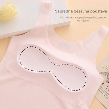 Bešivni topić za djevojčice u fazi razvoja, srednje dužine, dvofazični dizajn, široke naramenice, udobna osnovna odjeća