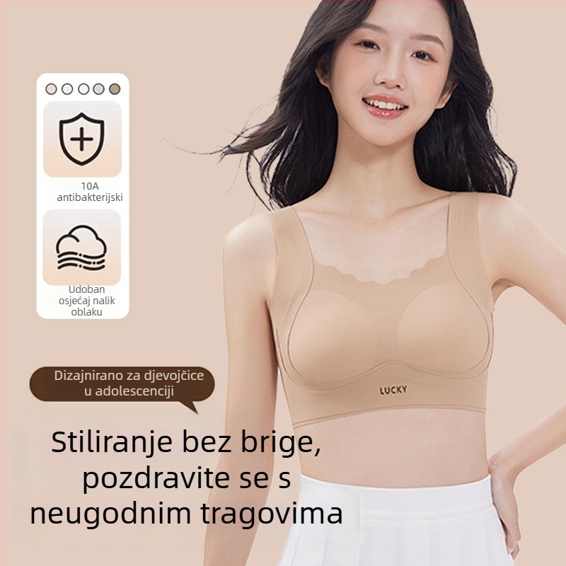 Bešivni trening grudnjak u stilu veste za djevojčice, najlon s pamukom podstavom, 3/4 šalice, prozračan