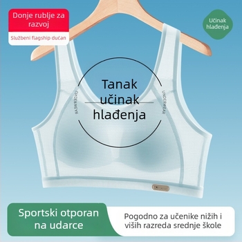 Djevojački sportski grudnjak za 12–15 godina, prozračna mreža, pune čašice, ljetni model