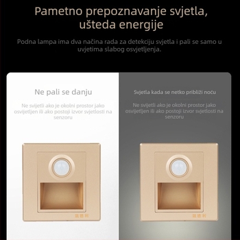Ugrađena LED svjetiljka za stepenice s senzorom za pokret i senzorom svjetla