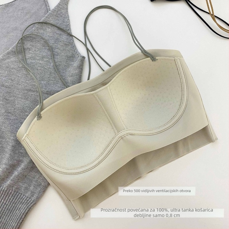 Bustier bez naramenica s križnim leđima, prozračne tanke košarice