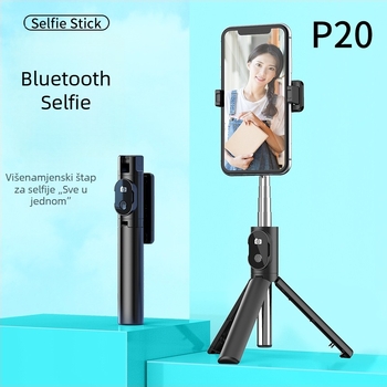 P20 Bluetooth Selfie Stick s integriranim držačem za telefon, stolni stativ za live streaming i kratke video snimke