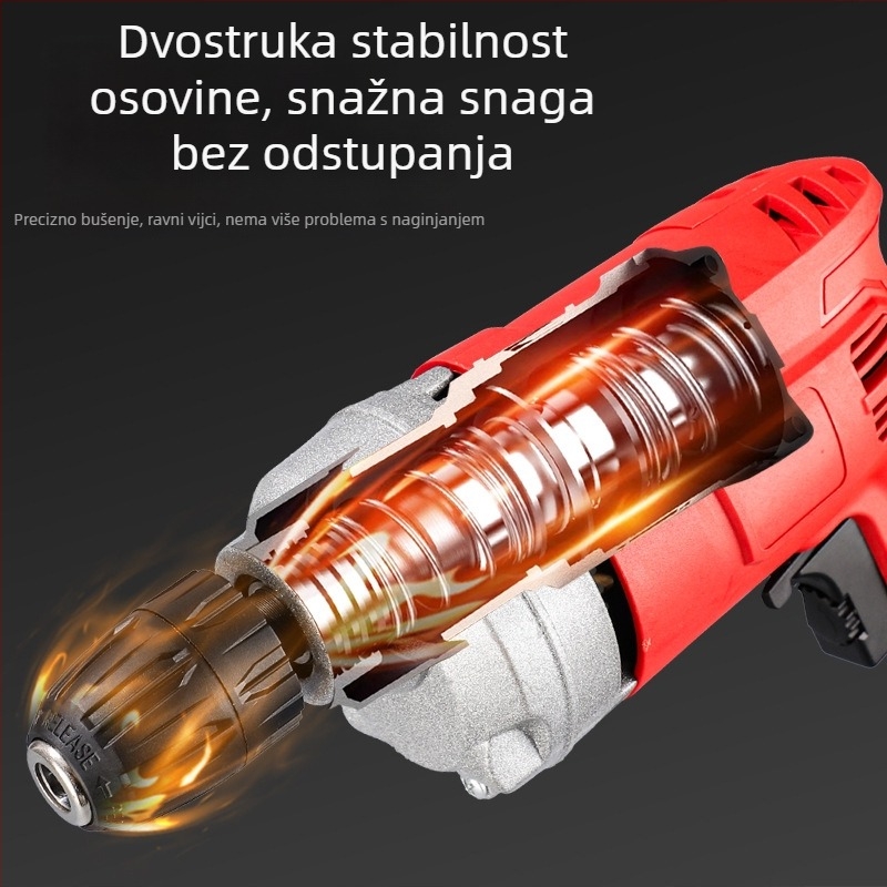 Plug‑in bušilica s pistol-grip ručkom i kladivom, višenamjenska električna bušilica za drvo, metal i beton