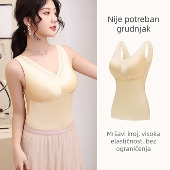 Bešavna potko od mulberry svilene s visokim udjelom elastičnosti, s latex cup-ovima, bočno oblikovanje dojke, shapewear za gornji dio tijela