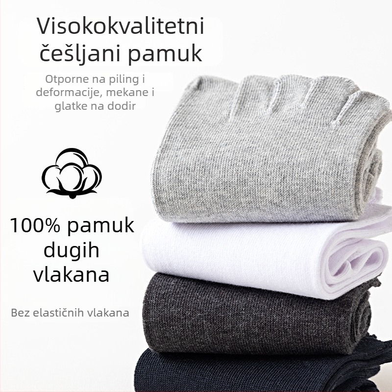 Čarape s pet prstiju od pamuka za ljeto, prozračne, antibakterijske, protiv mirisa, srednje visoke sportske čarape