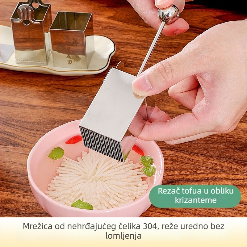 Nož za tofu s motivom krizanteme za rezanje cvijeća i ribanje tofua, 304 nehrđajući čelik, kuhinjski alat