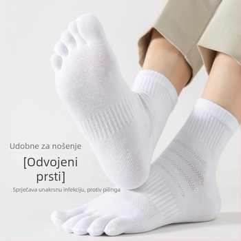 Muške čarape s pet prstiju, prozračne mrežaste, srednje dužine potkoljenice, upijaju znoj, odvojeni prsti, jednobojne
