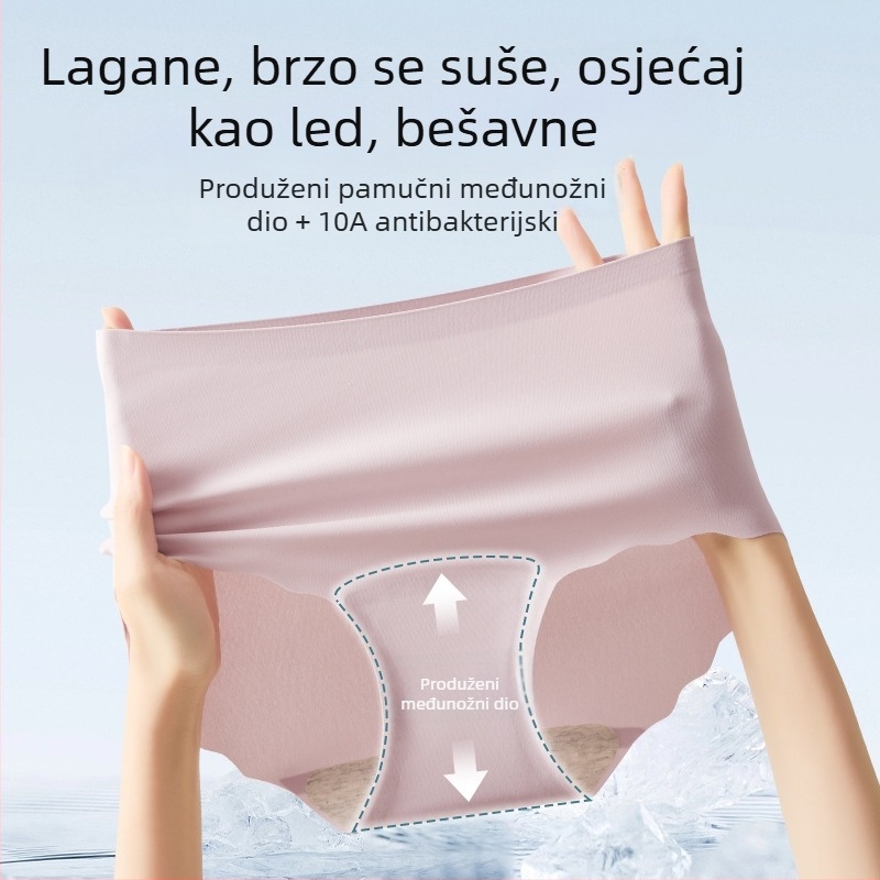 Bešivne ženske gaćice od Ice Silk, visoki struk, antibakterijski predeo, plus veličina, lagane za ljeto