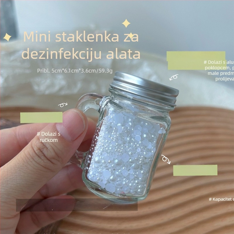 Mini staklena šalica za čišćenje četkica za nokte sa glavom za brušenje, metalni dio za dezinfekciju s poklopcem, kutija za pohranu nakita, čašica za miješanje boja, alat za njegu noktiju