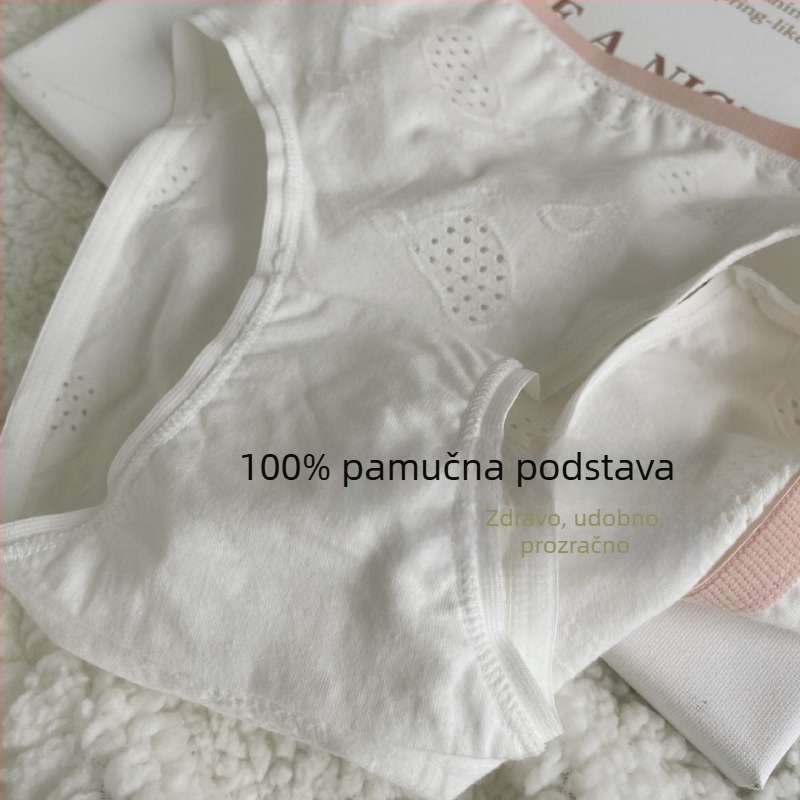 Ženske pamučne gaćice klase A, prozračne, jednobojne, srednja talija, antibakterijska prepona