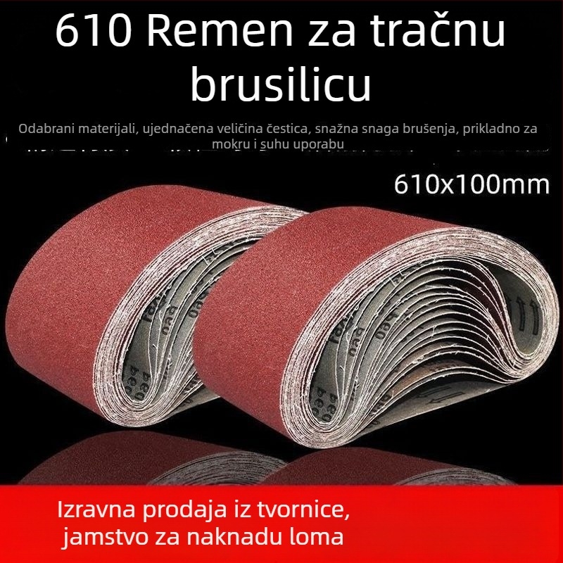 Brusna traka 610x100 za tračnu brusilicu – Poliranje drva i metala, otporna na habanje