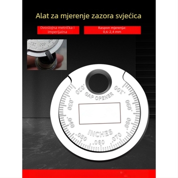 Alat za podešavanje razmaka svećica za automobile i motocikle, mjerni kalibar u obliku novčića 0,6–2,4 mm