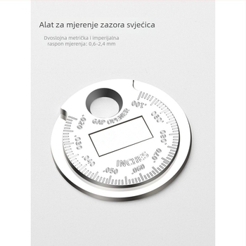 Alat za podešavanje razmaka svećica za automobile i motocikle, mjerni kalibar u obliku novčića 0,6–2,4 mm
