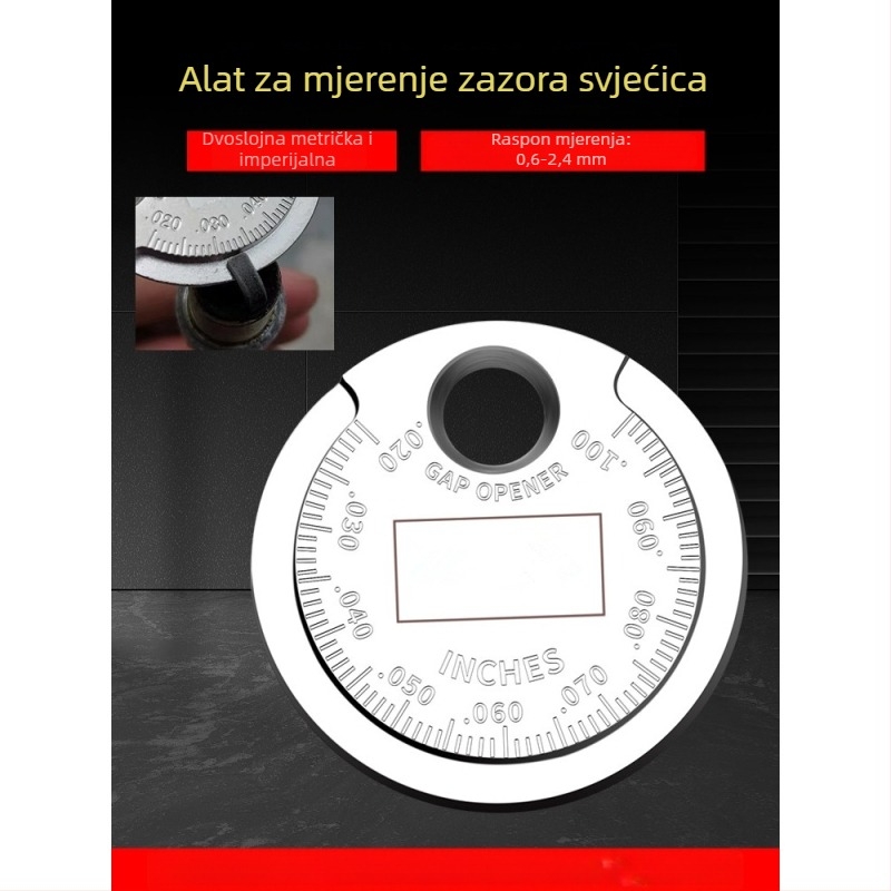 Alat za podešavanje razmaka svećica za automobile i motocikle, mjerni kalibar u obliku novčića 0,6–2,4 mm