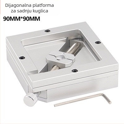 HT90 BGA dijagonalni stol za postavljanje — potpuno aluminijski, srebrne boje, universalni jig za popravak čipova