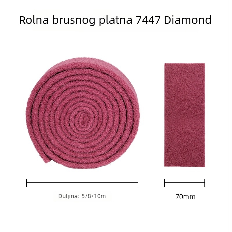 Emery spužvasti rol za čišćenje posuđa od nehrđajućeg čelika, širina 70 mm, crvena