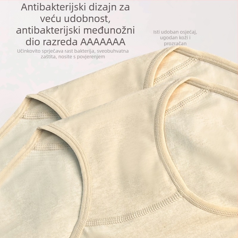 Ženske gaćice od pamuka, visokog struka, 19 cm dugi dio prepona, 3D ugravirani uzorak, prozračne, antibakterijske, velike veličine