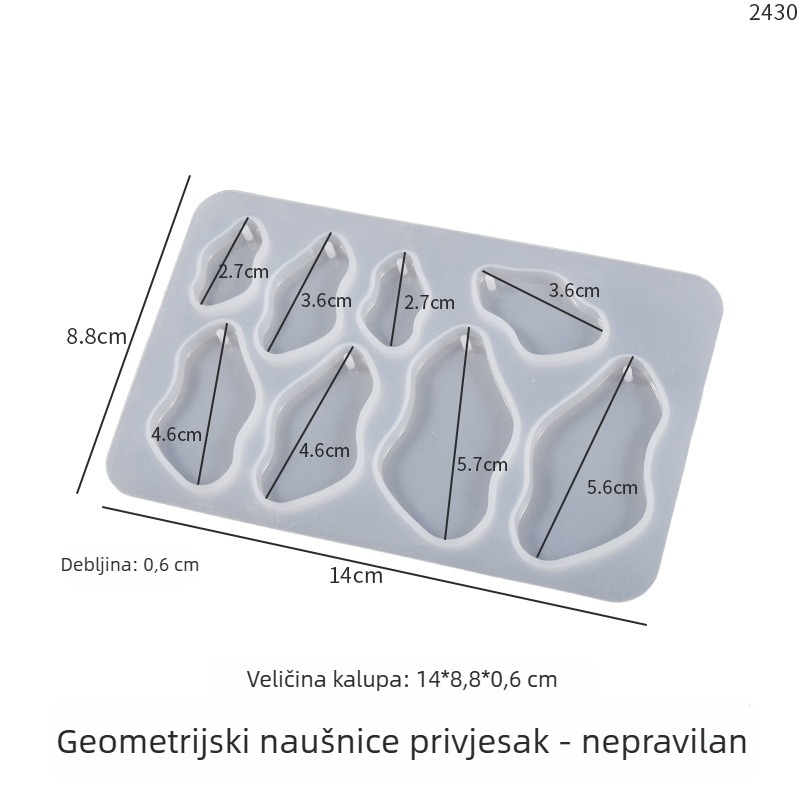 Yu Meiren DIY silikonska forma za smolu s oglednim učinkom, geometrijski ravne naušnice i privjesak za ključeve