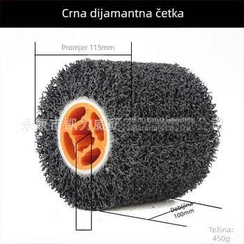 Crni dijamantni četkasti kotač za metalne površine, najlonska vlakna s abrazivom od karbida silicija