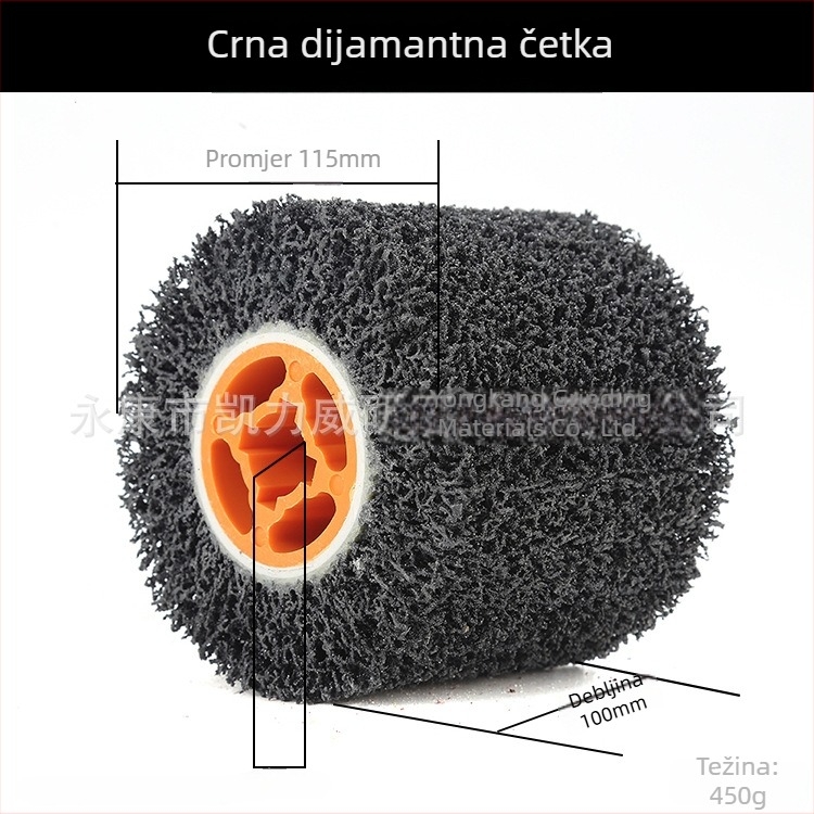Crni dijamantni četkasti kotač za metalne površine, najlonska vlakna s abrazivom od karbida silicija