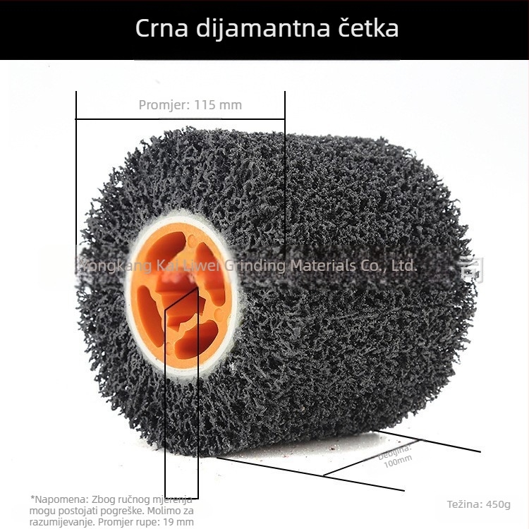 Crni dijamantni četkasti kotač za metalne površine, najlonska vlakna s abrazivom od karbida silicija