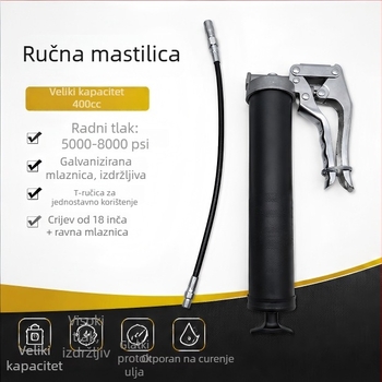 Ručni pištolj za mast, visokotlačni stil pištolja, ljevano aluminijsko legura, kapacitet 400 cm³, ručna operacija