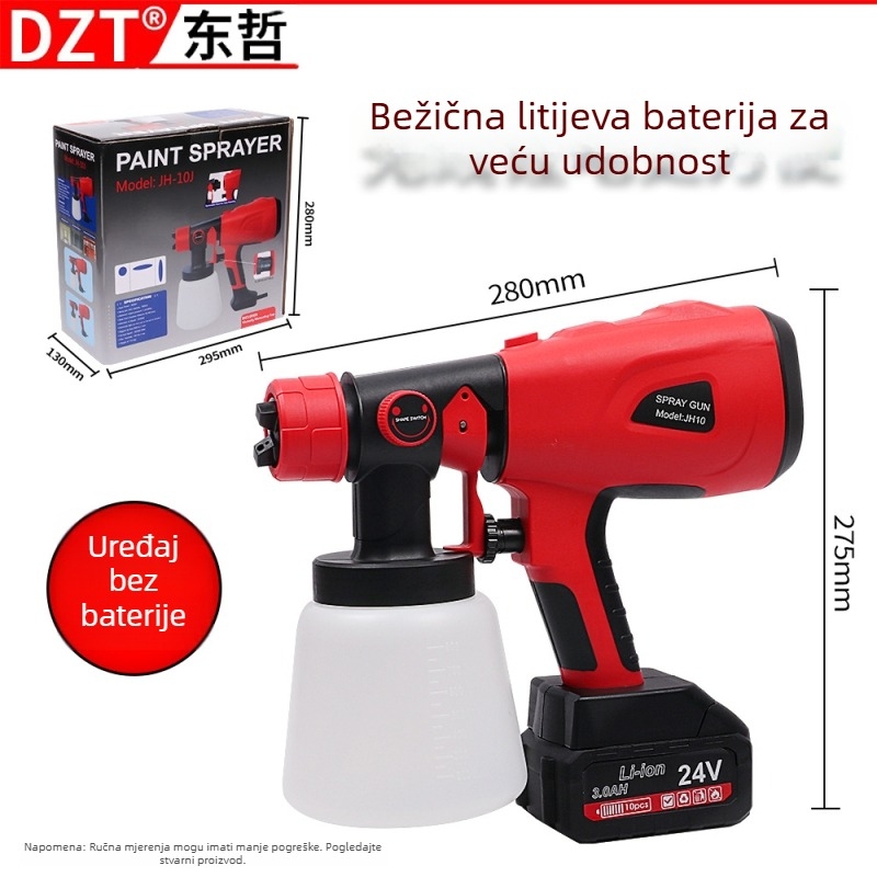 Crveni litij-ionski električni sprej pištolj s odvojivom mlaznicom, Makita sučelje, kompaktni kućni automatski pištolj za prskanje