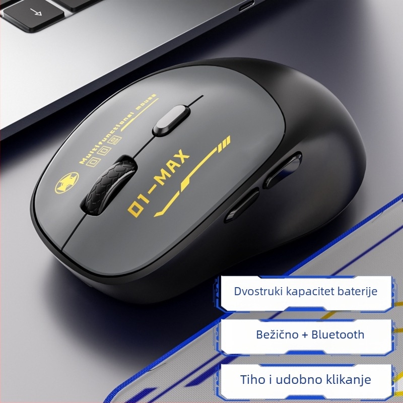 Bežični Bluetooth miš za igre s dualnim načinom rada, tih rad, za laptop i ured